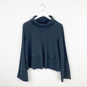 LULULEMON Ribbed Funnel Neck Pullover Dark Gray Cropped SIZE S/M